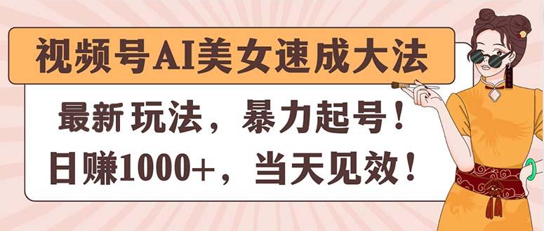 视频号AI美女速成大法，暴力起号，日赚1000+，当天见效-瀚洪创业网