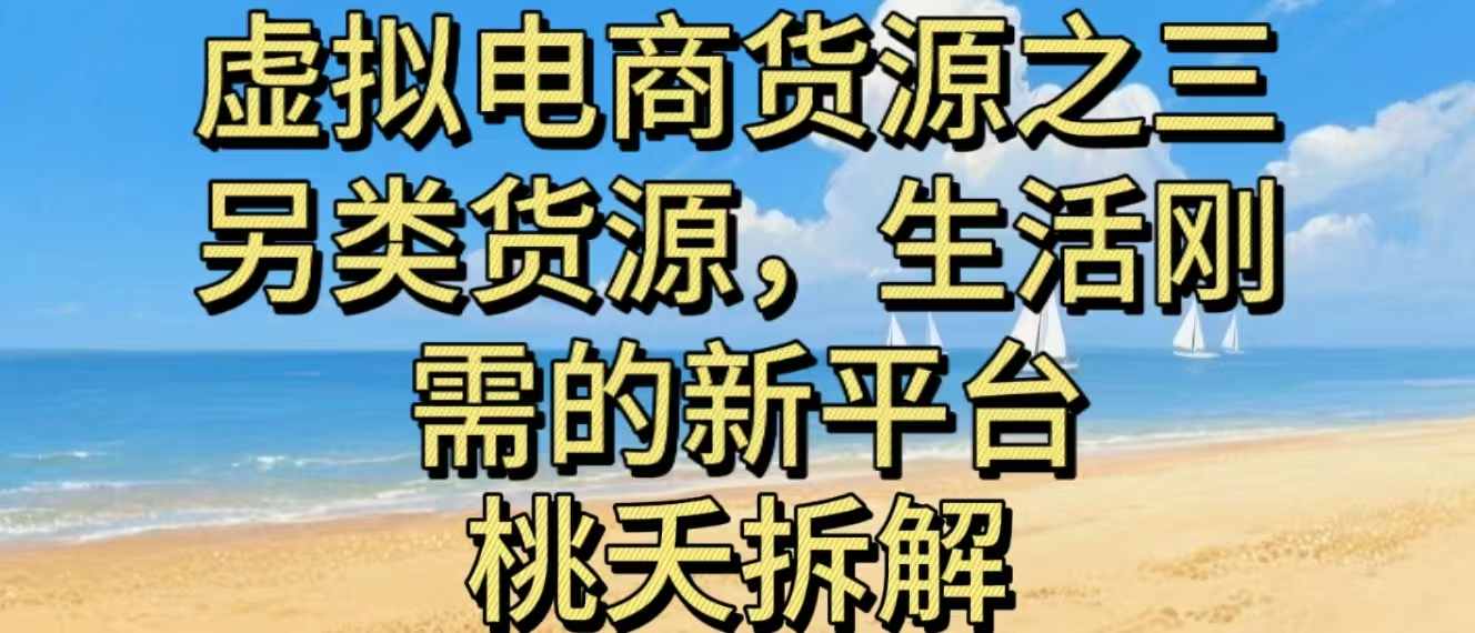 虚拟电商之三另类的货源，生活刚需的新平台-瀚洪创业网