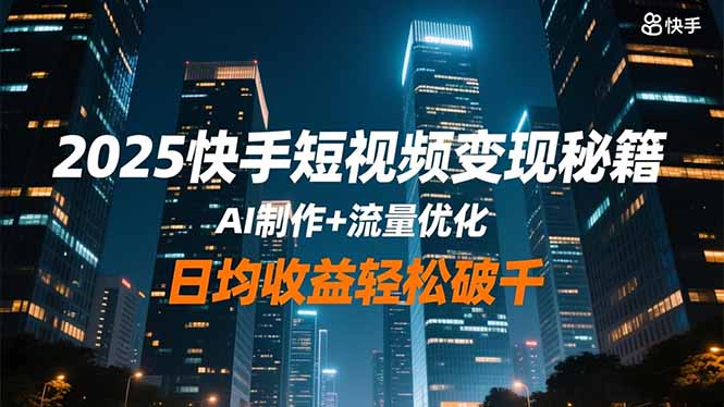 2025快手短视频变现秘籍，AI制作+流量优化，日均收益轻松破千-瀚洪创业网