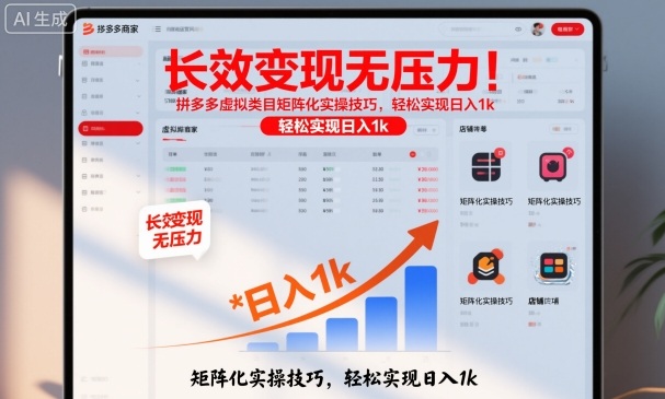 长效变现无压力！拼多多虚拟类目矩阵化实操技巧，轻松实现日入1k【揭秘】-瀚洪创业网
