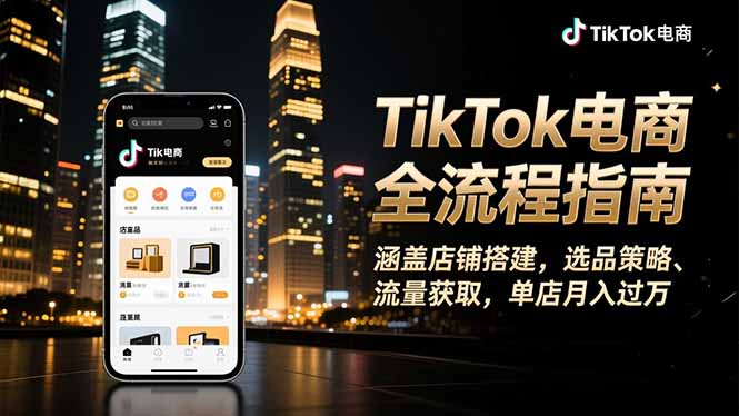 TikTok电商全流程指南，涵盖店铺搭建、选品策略、流量获取，单店月入过万-瀚洪创业网