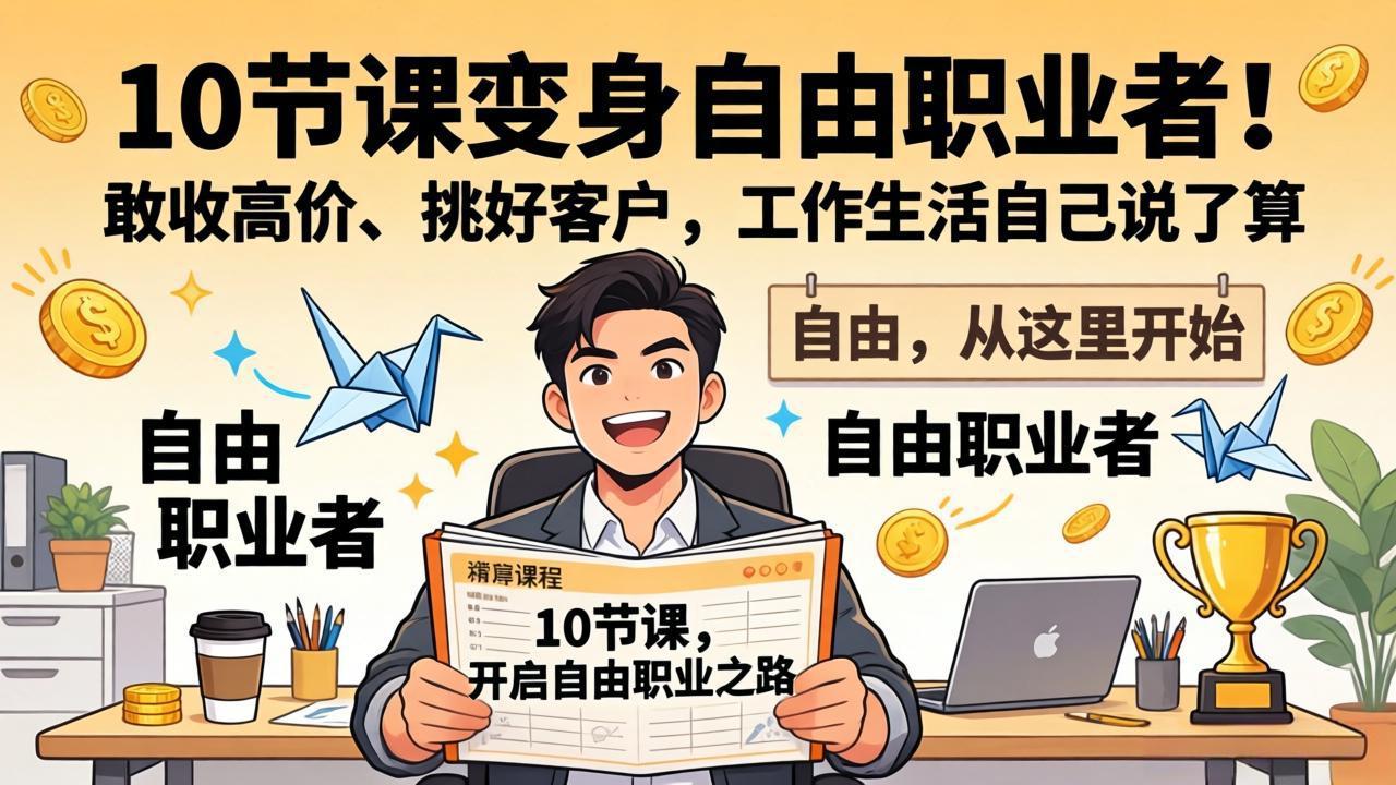 10 节课变身自由职业者！敢收高价、挑好客户，工作生活自己说了算-瀚洪创业网