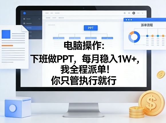 电脑操作：下班做PPT，每月稳入1W+，我全程派单！你只管执行就行【揭秘】-瀚洪创业网