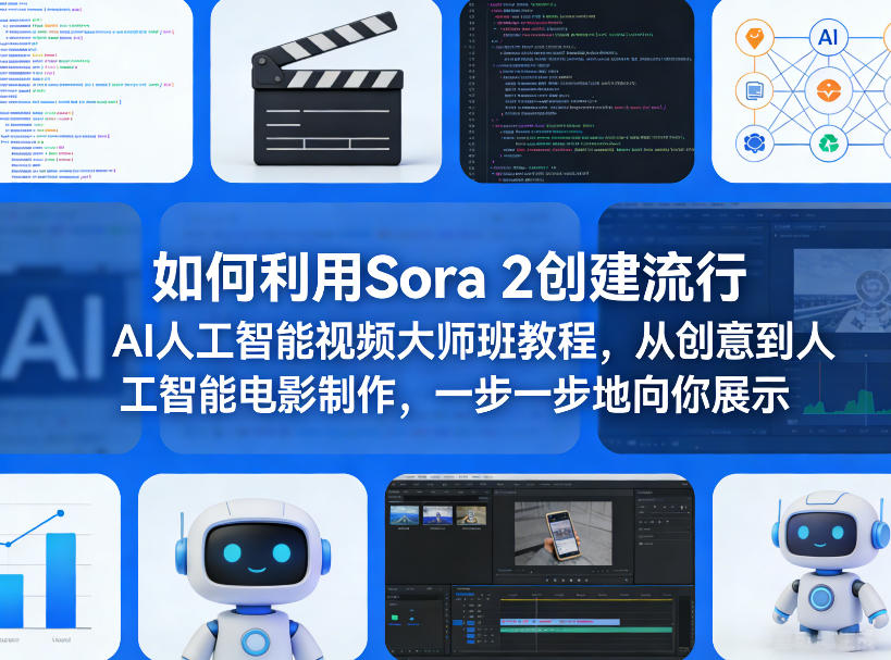 如何利用Sora 2创建流行AI人工智能视频大师班教程，从创意到人工智能电影制作，一步一步地向你展示-瀚洪创业网