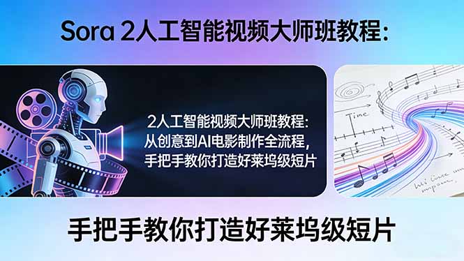 Sora 2人工智能视频大师班教程：从创意到AI电影制作全流程，手把手教你打造好莱坞级短片-瀚洪创业网