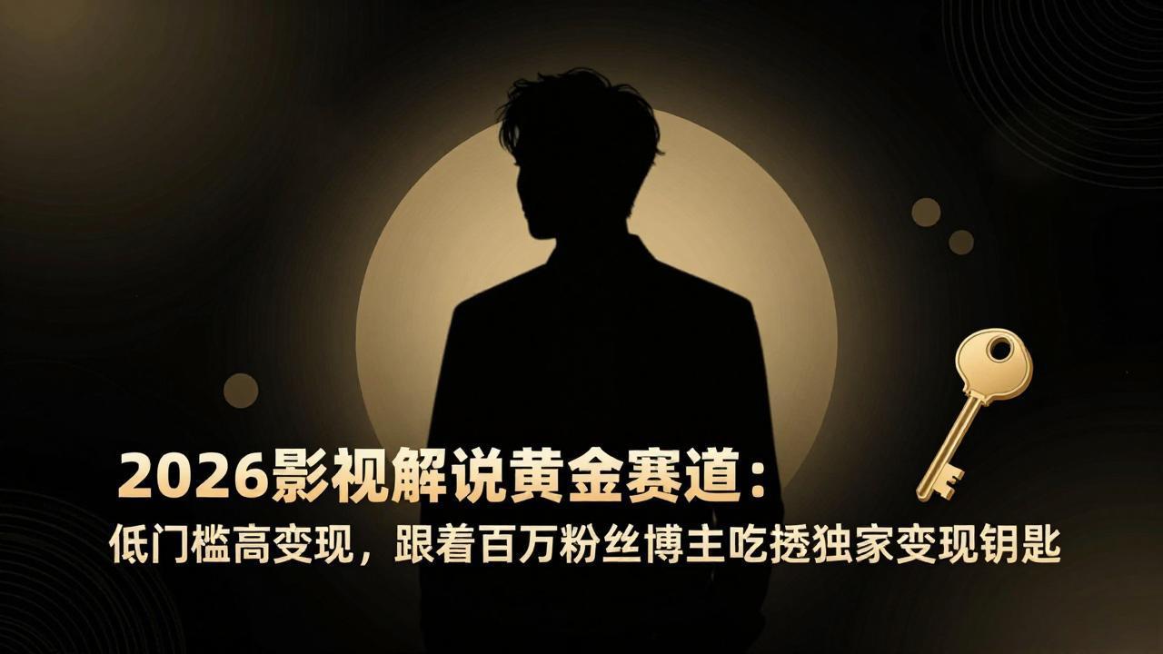 2026影视解说黄金赛道：低门槛高变现，跟着百万粉丝博主吃透独家变现钥匙-瀚洪创业网