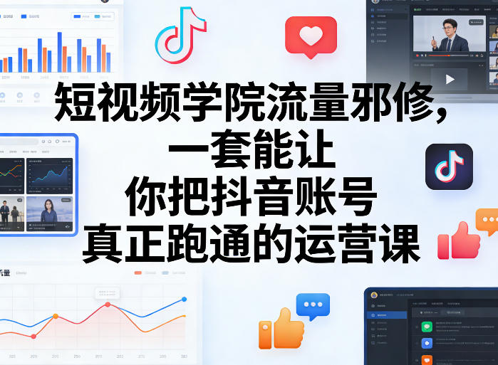 短视频学院流量邪修，一套能让你把抖音账号真正跑通的运营课-瀚洪创业网