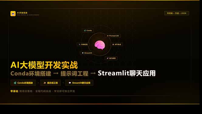 AI大模型开发实战：Conda环境搭建→提示词工程→Streamlit聊天应用，零基础到项目落地-瀚洪创业网