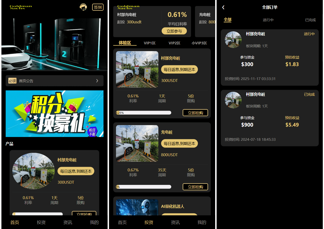 Fidelity充电桩投资理财系统源码-前端uniapp纯源码+后端PHP-瀚洪创业网