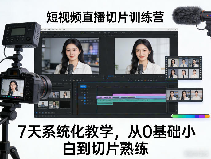 短视频直播切片训练营，7天系统化教学，从0基础小白到切片熟练-瀚洪创业网