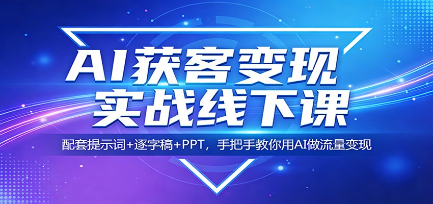 AI获客变现实战线下课：配套提示词+逐字稿+PPT，手把手教你用AI做流量变现-瀚洪创业网