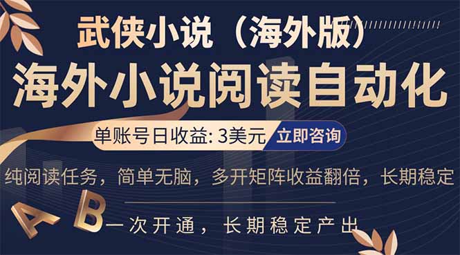 小说阅读挂机，单账号日收益3美元，单可多开裂变支持批量多开，单电脑日收益可达1000+-瀚洪创业网