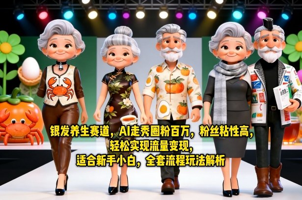 银发养生赛道，AI走秀圈粉百万，粉丝粘性高，轻松实现流量变现，适合新手小白，全套流程玩法解析-瀚洪创业网