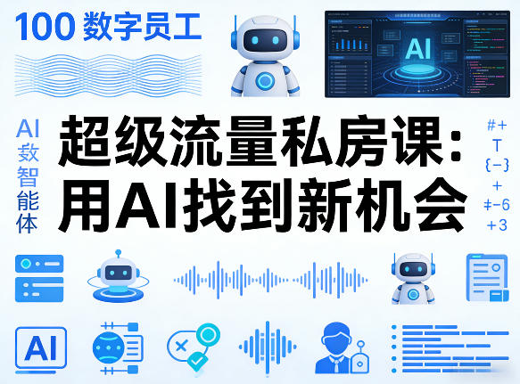 你的AI数字员工100个智能体，超级流量私房课，用AI找到新机会-瀚洪创业网