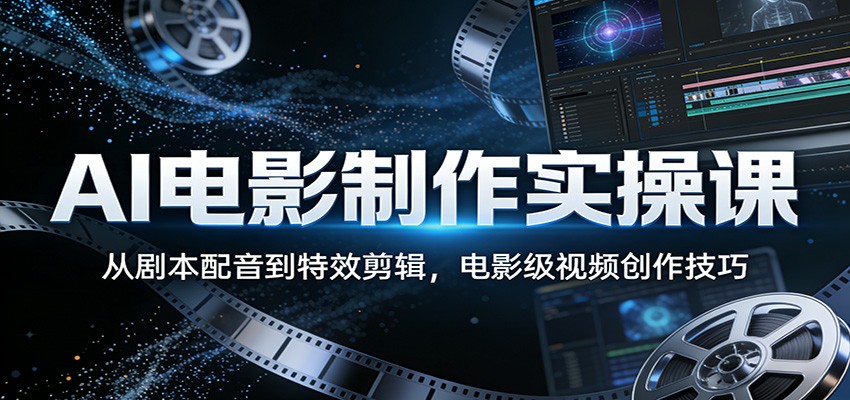 AI电影制作实操课：从剧本配音到特效剪辑，电影级视频创作技巧-瀚洪创业网