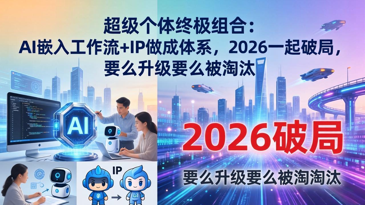 超级个体终极组合：AI嵌入工作流+IP做成体系，2026一起破局，要么升级要么被淘汰-瀚洪创业网