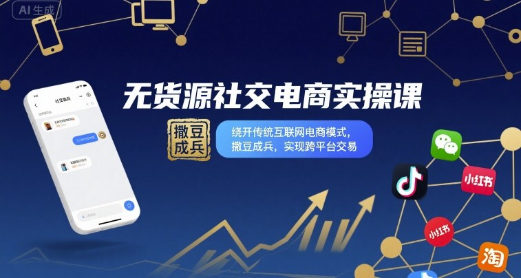 无货源社交电商实操课，绕开传统互联网电商模式，撒豆成兵，实现跨平台交易-瀚洪创业网