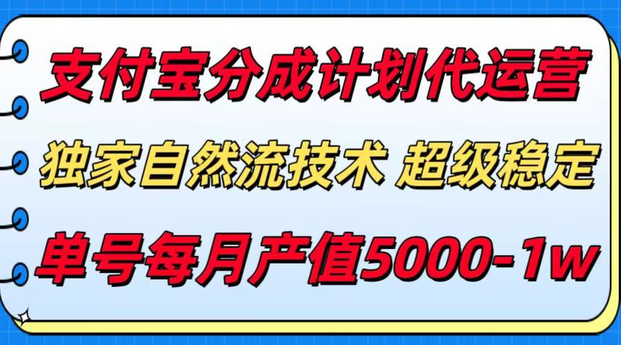 支付宝分成计划代运营，独家自然流技术，收益稳定，单号月产5000＋-瀚洪创业网