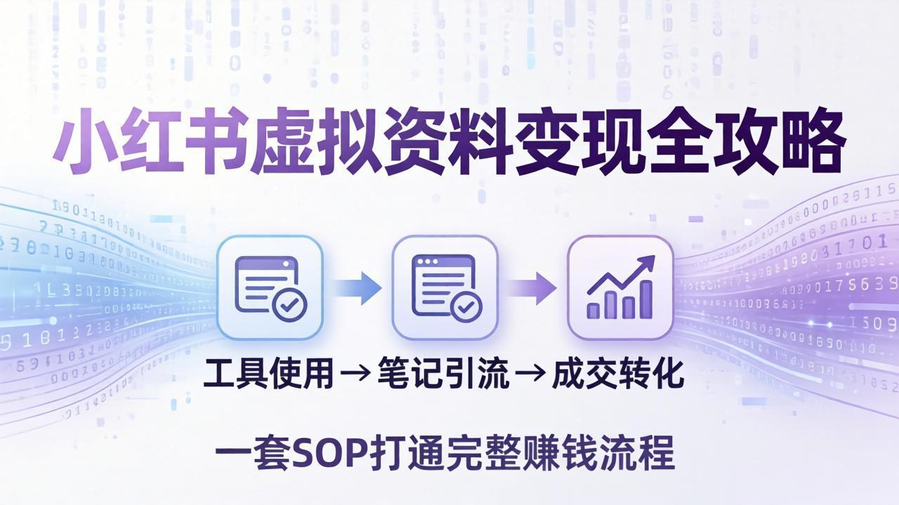 小红书虚拟资料变现全攻略：从工具使用到笔记引流成交，一套 SOP 打通完整赚钱流程-瀚洪创业网
