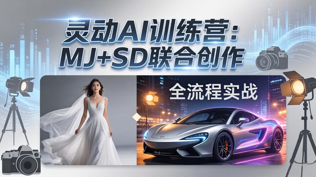 灵动AI训练营-3.0课程：MJ+SD联合创作，从婚纱大片到汽车广告，摄影后期全流程实战-瀚洪创业网
