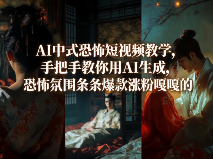 AI中式恐怖短视频教学，手把手教你用AI生成，恐怖氛围条条爆款涨粉嘎嘎的-瀚洪创业网