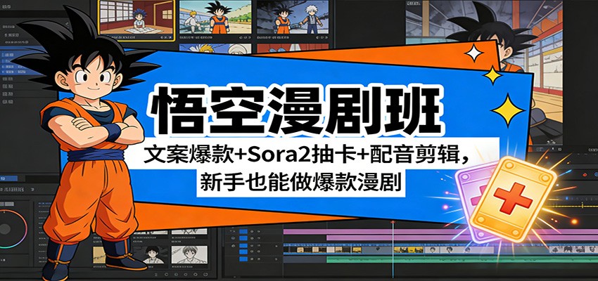 悟空漫剧班：文案爆款+Sora2抽卡+配音剪辑，新手也能做爆款漫剧-瀚洪创业网