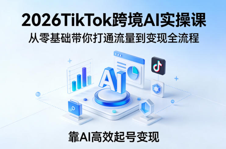 2026TikTok跨境AI实操课，从零基础带你打通流量到变现全流程，靠AI高效起号变现-瀚洪创业网