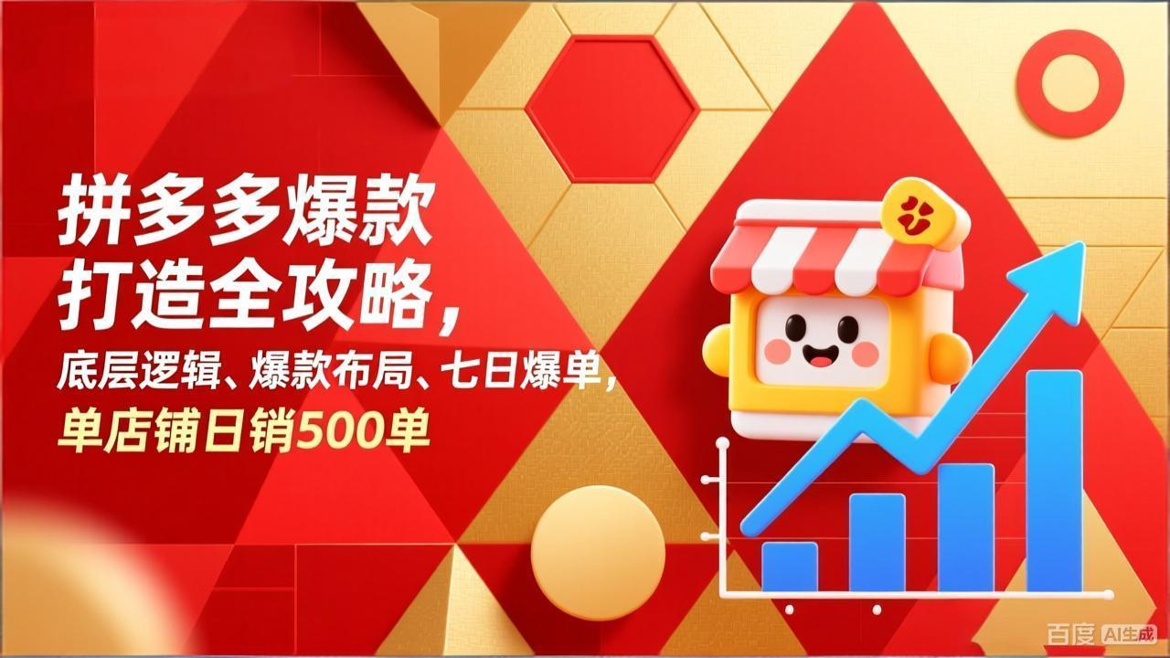 拼多多爆款打造全攻略，底层逻辑、爆款布局、七日爆单，单店铺日销500单-瀚洪创业网