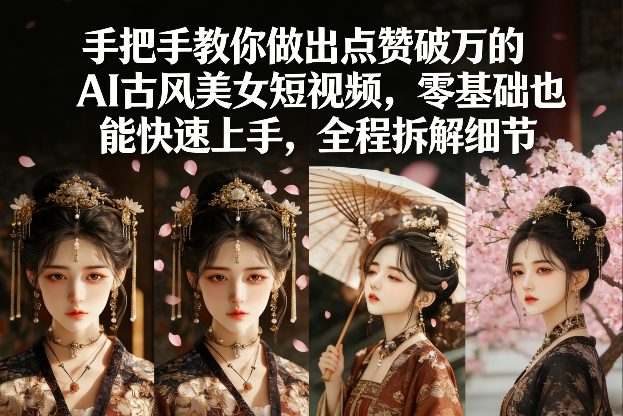 手把手教你做出点赞破万的AI古风美女短视频，零基础也能快速上手，全程拆解细节-瀚洪创业网