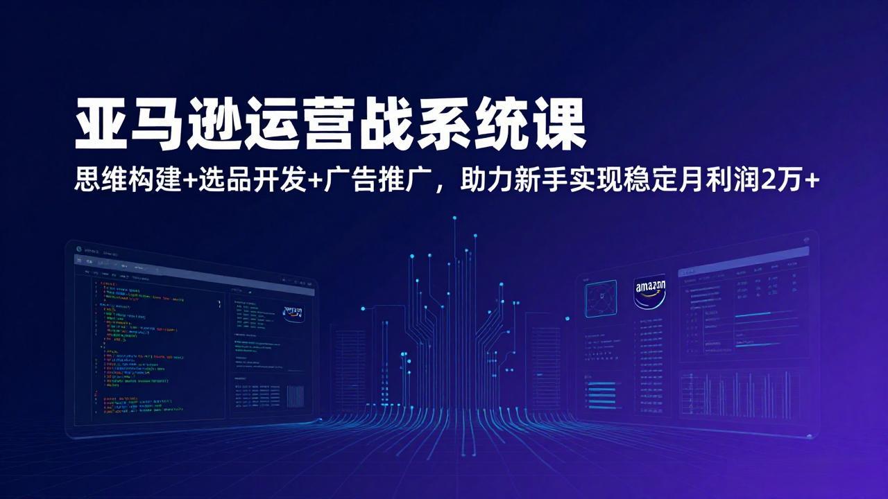 亚马逊运营实战系统课，思维构建+选品开发+广告推广，助力新手实现稳定月利润2万+(更新-瀚洪创业网