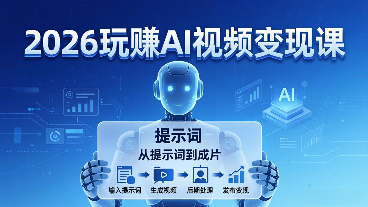2026玩赚AI视频变现课：掌握 AI 视频全流程技能，从提示词到成片高效产出-瀚洪创业网