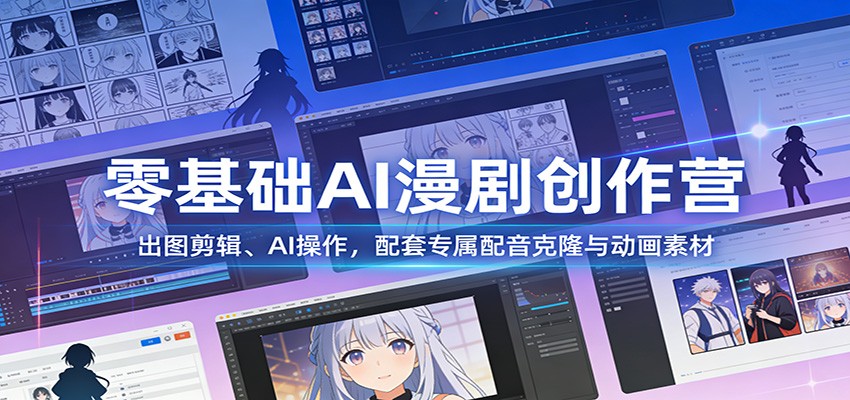 零基础AI漫剧创作营：出图剪辑、AI操作，配套专属配音克隆与动画素材-瀚洪创业网