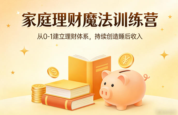 家庭理财魔法训练营，从0-1建立理财体系，持续创造睡后收入-瀚洪创业网