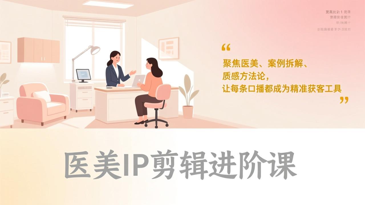 医美IP剪辑进阶课，聚焦医美、案例拆解、质感方法论，让每条口播都成为精准获客工具-瀚洪创业网