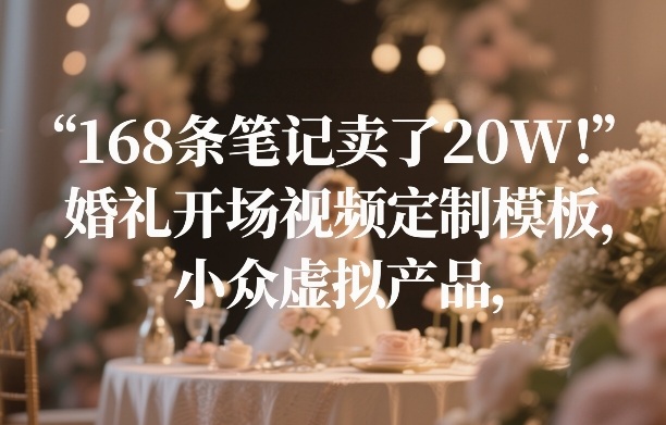 168条笔记卖了20W！婚礼开场视频定制模板，小众虚拟产品-瀚洪创业网