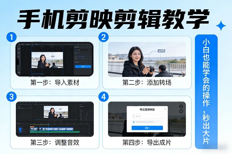 手机剪映剪辑教学，小白也能学会的操作，秒出大片-瀚洪创业网