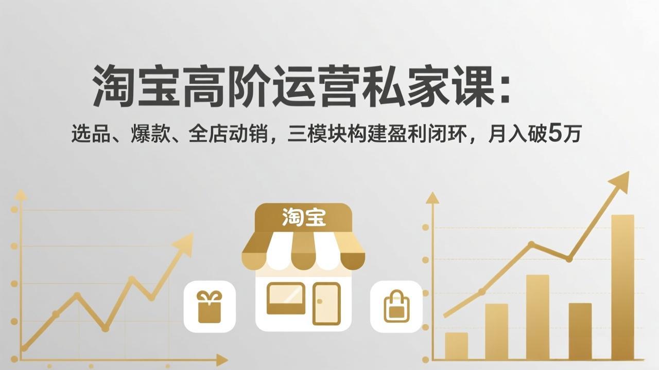 淘宝高阶运营私家课：选品、爆款、全店动销，三模块构建盈利闭环，月入破5万(更新26年2月-瀚洪创业网