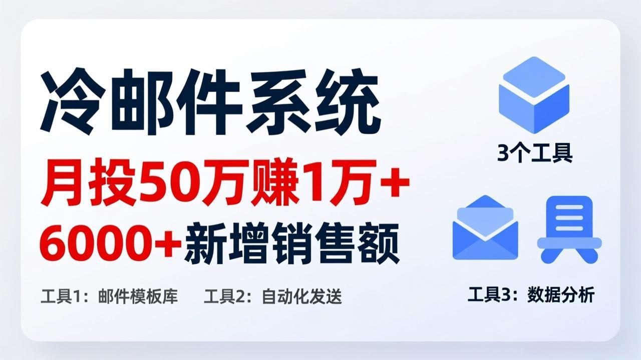月投 50 刀赚 1 万 +！冷邮件系统：6000 + 新增销售额，靠 3 个工具轻松搞-瀚洪创业网