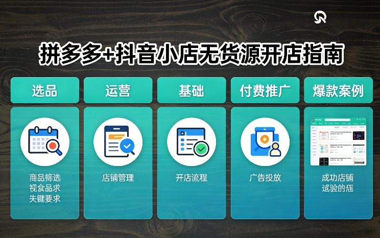 拼多多+抖音小店无货源开店，包括：选品、运营、基础、付费推广、爆款案例等(更新26年2月)-瀚洪创业网