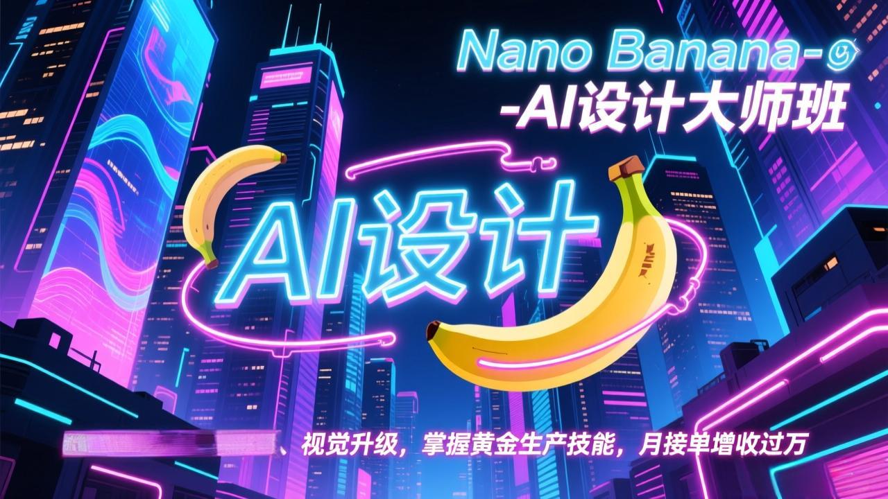Nano Banana-AI设计大师班，修图合成、广告创作、视觉升级，掌握黄金生产技能，月接单增收过万-瀚洪创业网