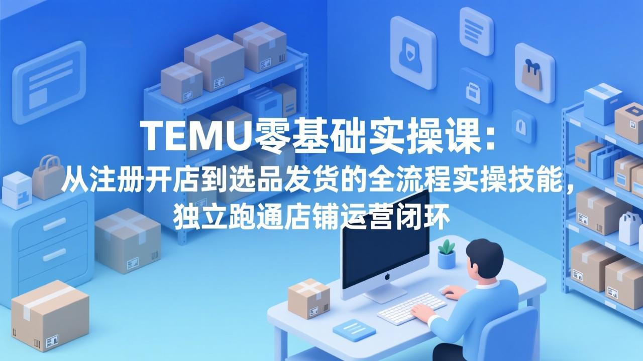 TEMU零基础实操课：从注册开店到选品发货的全流程实操技能，独立跑通店铺运营闭环-瀚洪创业网