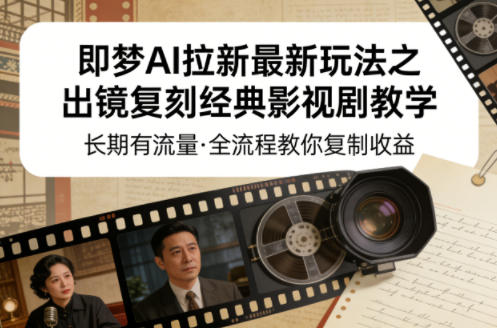 即梦AI拉新最新玩法之出镜复刻经典影视剧教学，长期有流量，全流程教你复制收益-瀚洪创业网