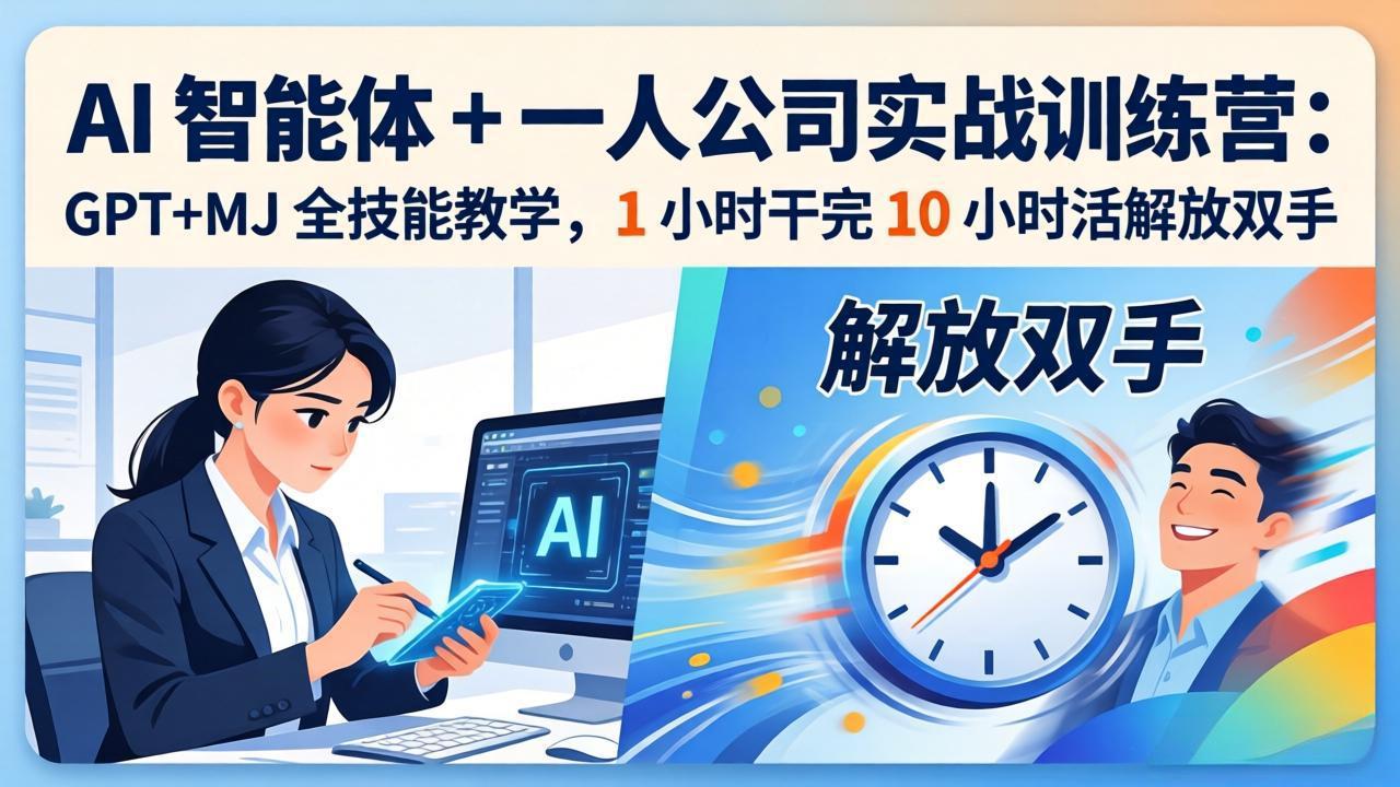 AI 智能体 + 一人公司实战训练营：GPT+MJ 全技能教学，1 小时干完 10 小时活解放双手-瀚洪创业网