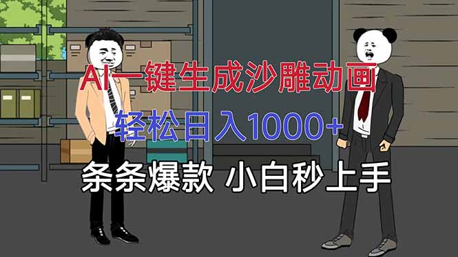 AI一键生成沙雕动画，轻松日入1000+，条条爆款，小白秒上手-瀚洪创业网