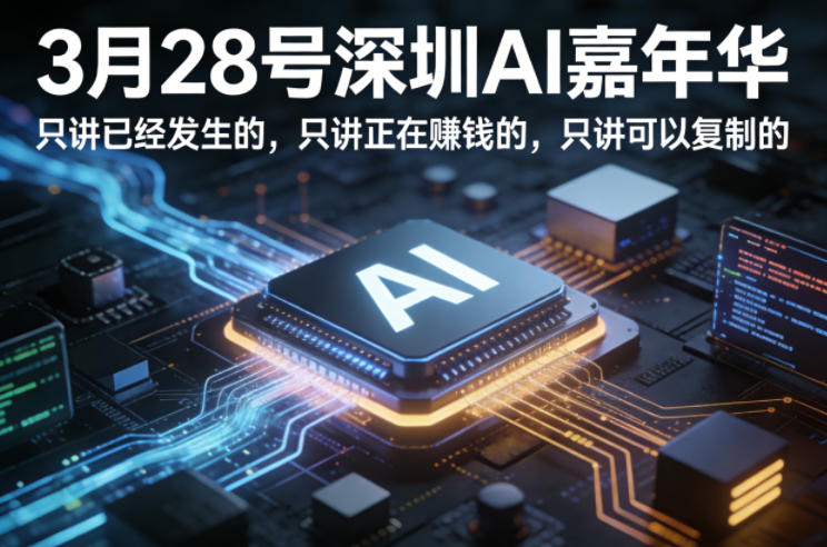 3月28号深圳AI嘉年华，只讲已经发生的，只讲正在賺钱的，只讲可以复制的-瀚洪创业网