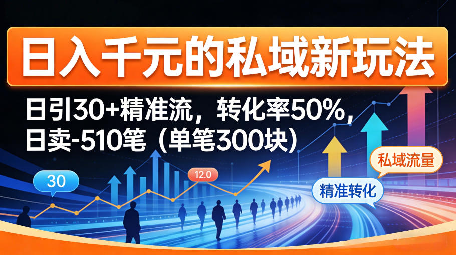 日入千米的私域新玩法：日引30＋精准流，转化率50%，日卖5-10笔(单笔300米)-瀚洪创业网