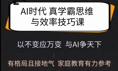 Ai时代真学霸思维与学习方法课，有格局且接地气，家庭教育有力参考-瀚洪创业网