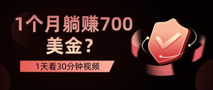 1天看30分钟视频，1个月躺赚700美金？-瀚洪创业网
