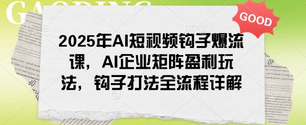 2025年AI短视频钩子爆流课，AI企业矩阵盈利玩法，钩子打法全流程详解-瀚洪创业网