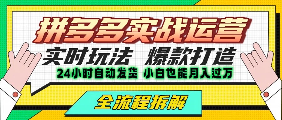 拼多多最新实战运营高投产：长久稳定项目，单店利润一天三位数-瀚洪创业网